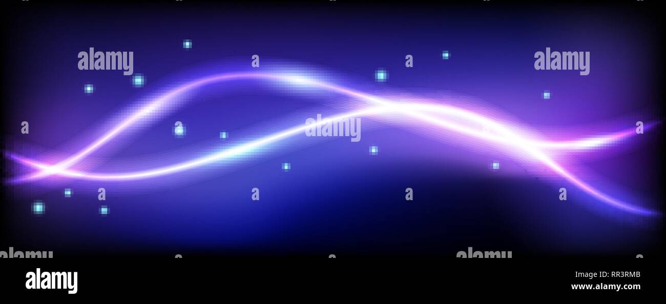 Glowing background with neon sparkle curved lines Stock Vector