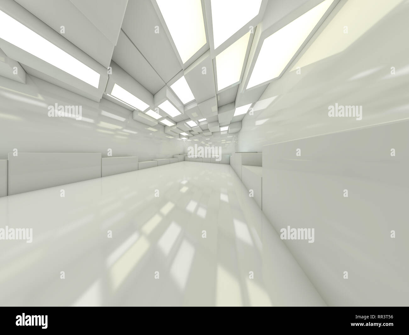 Abstract modern architecture background, empty open space interior. 3D ...