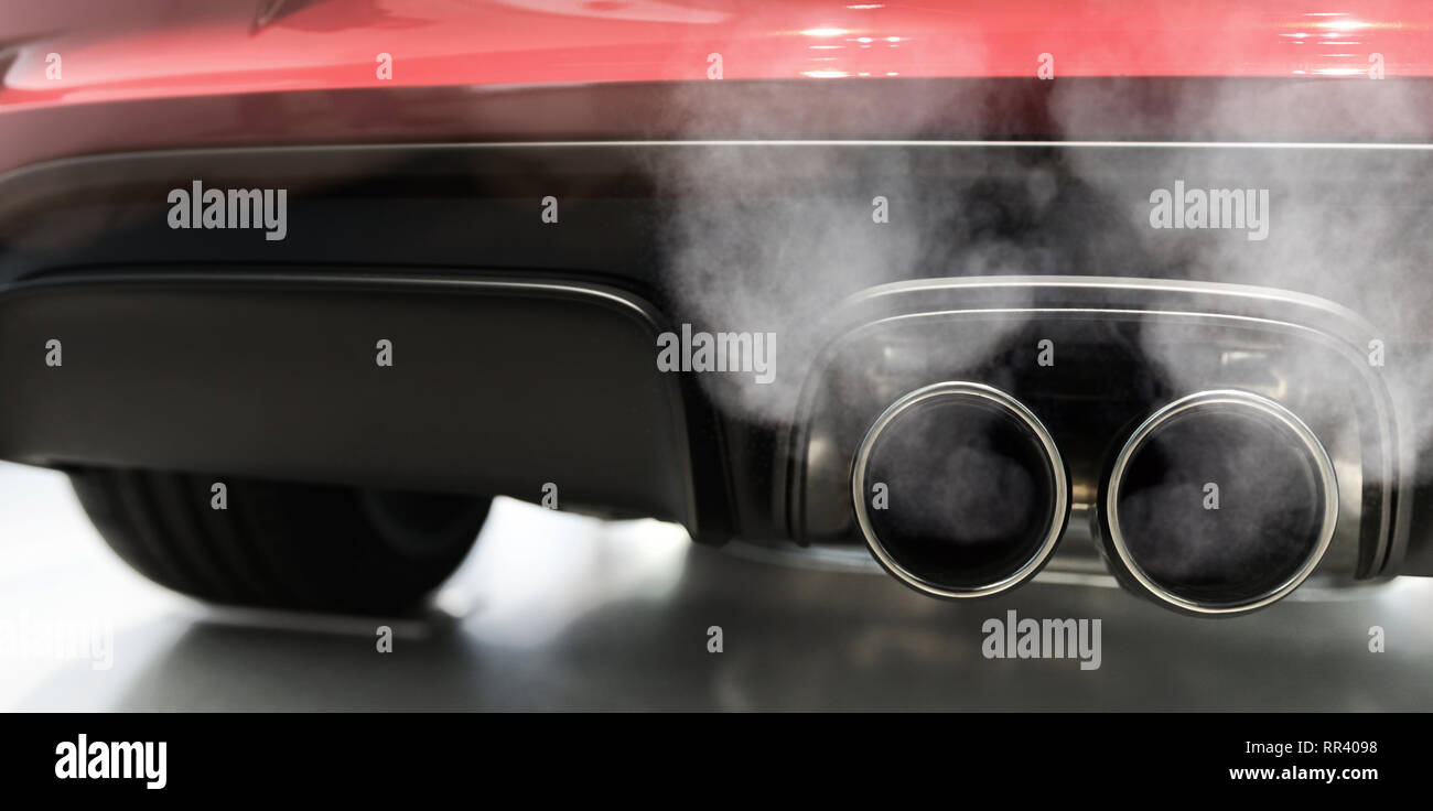 car exhaust smoking panorama Stock Photo Alamy