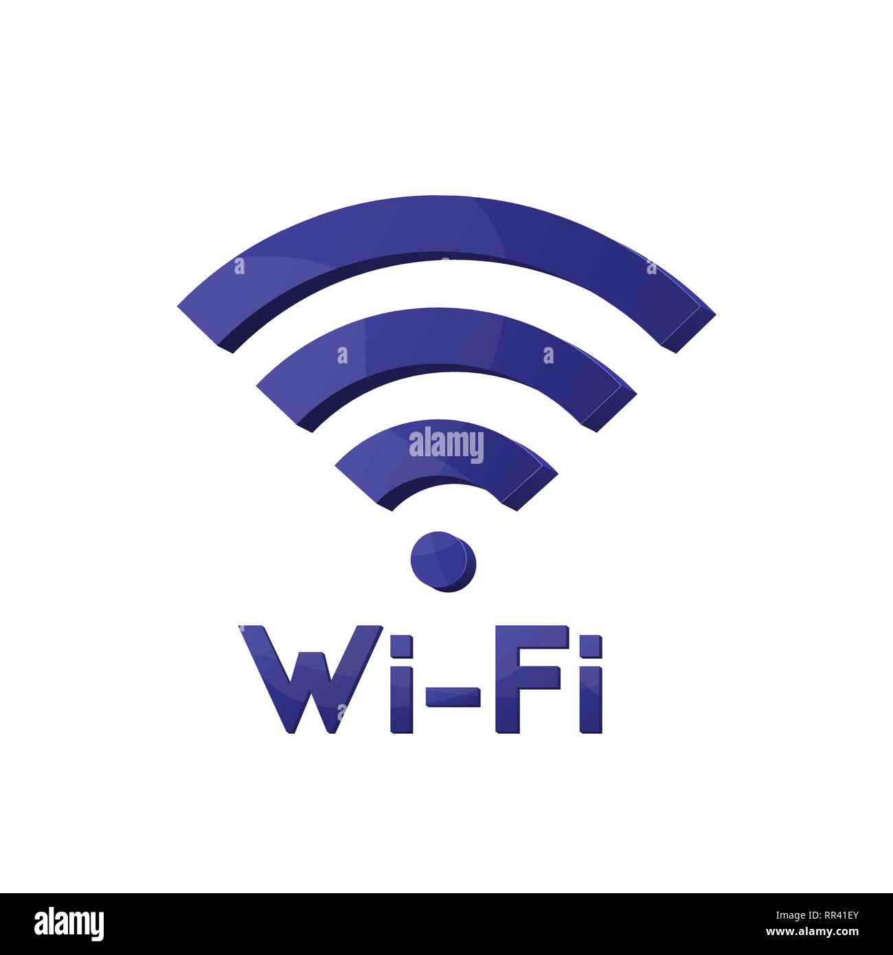 Wi-fi technology. Wireless Internet. Blue icon. Vector illustration. Stock Vector