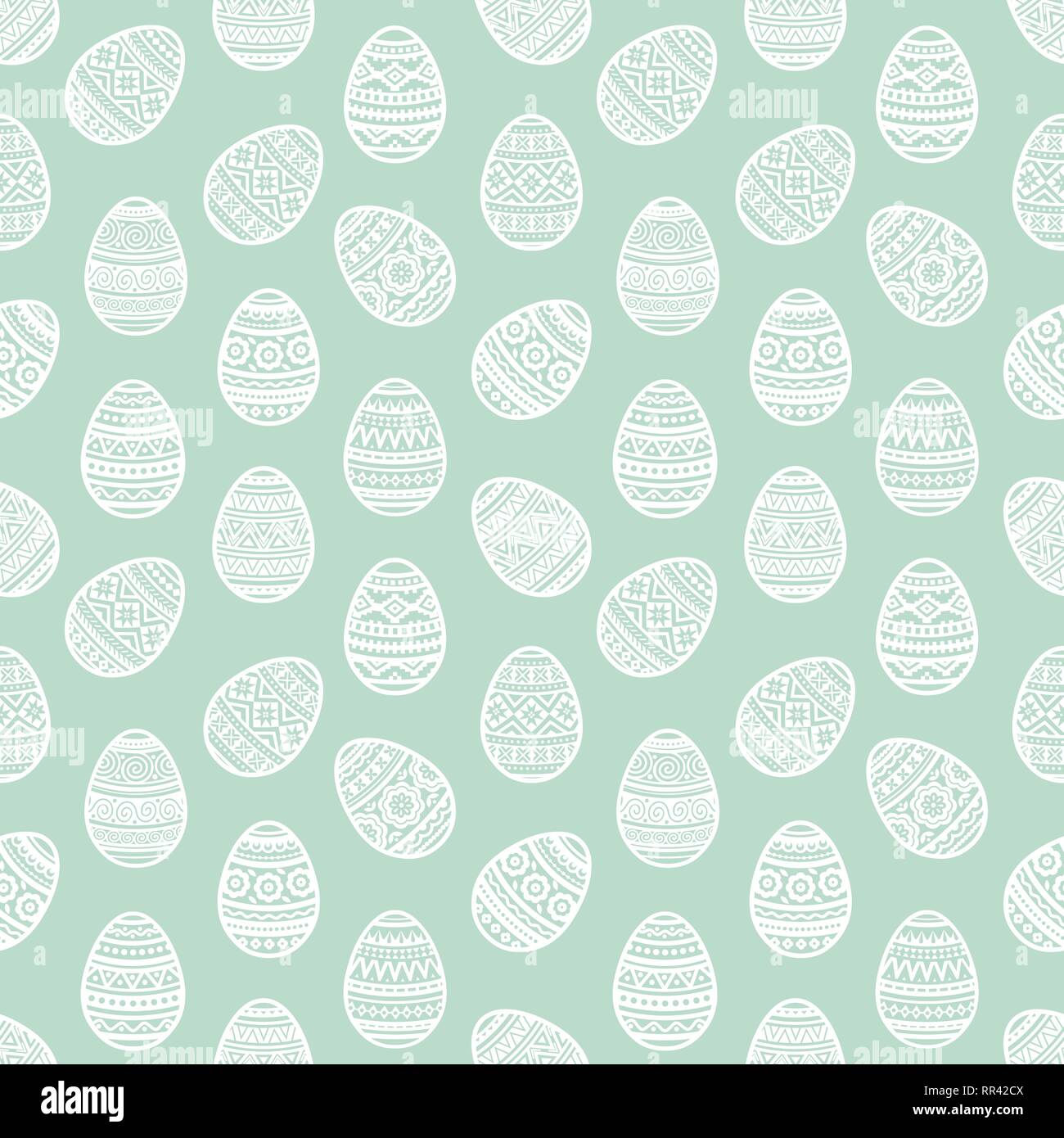 Seamless pattern of white easter egg vector flat icons painted in traditional style. Eggs isolated vector. Easter eggs for Easter holidays design. Egg Stock Vector