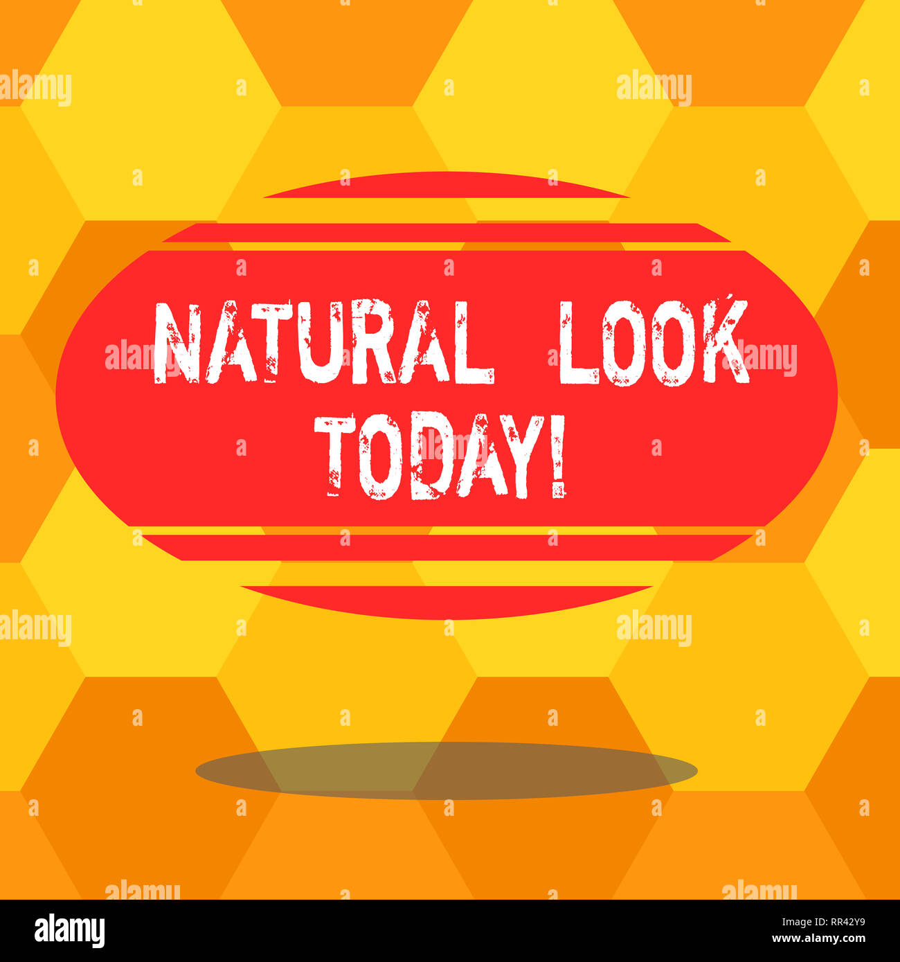 Handwriting text writing Natural Look Today. Concept meaning not made or caused by showing or chemical substance Blank Color Oval Shape with Horizonta Stock Photo