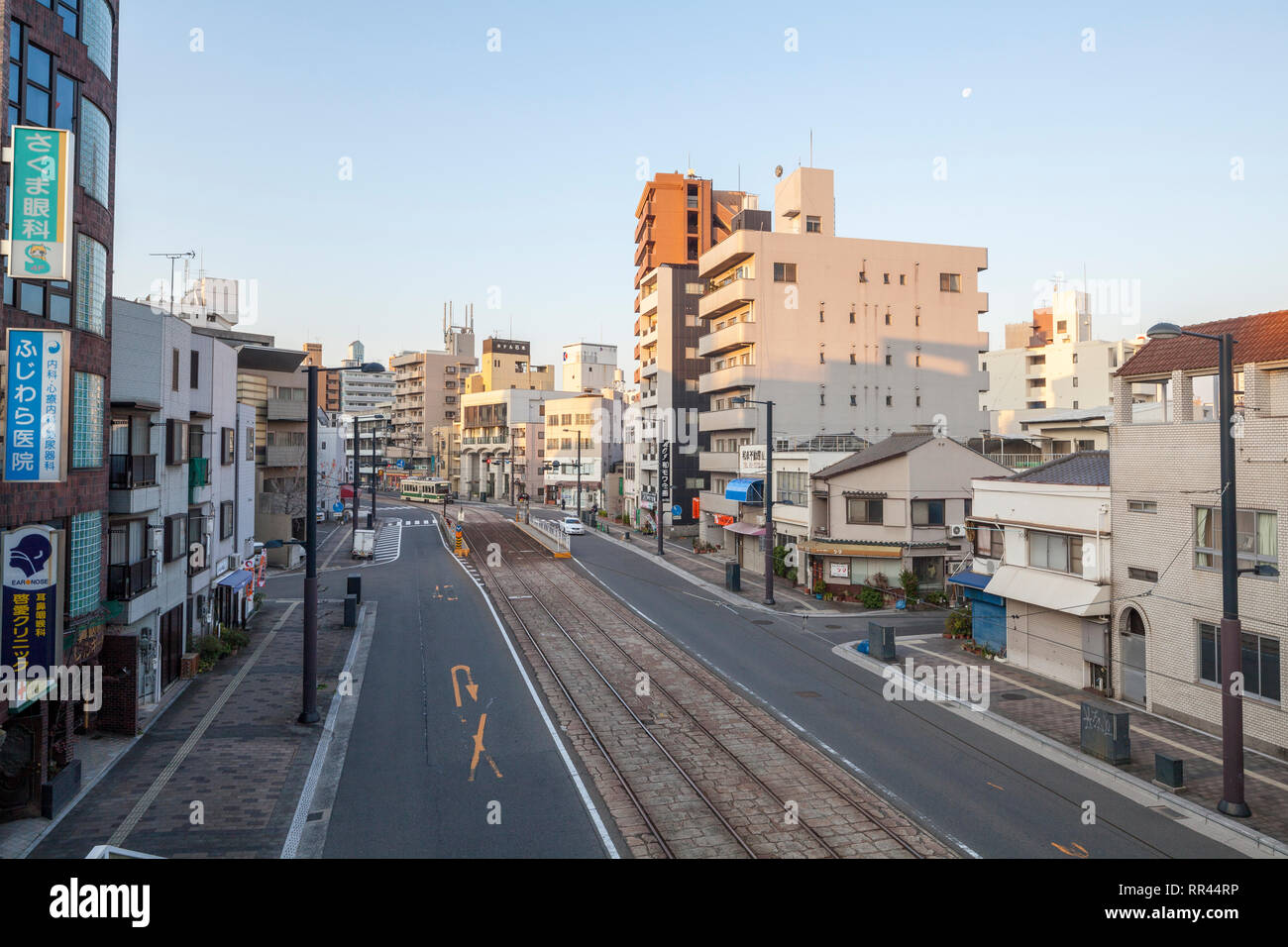 Main road with tram tracks in Hiroshima, Japan Stock Photo - Alamy
