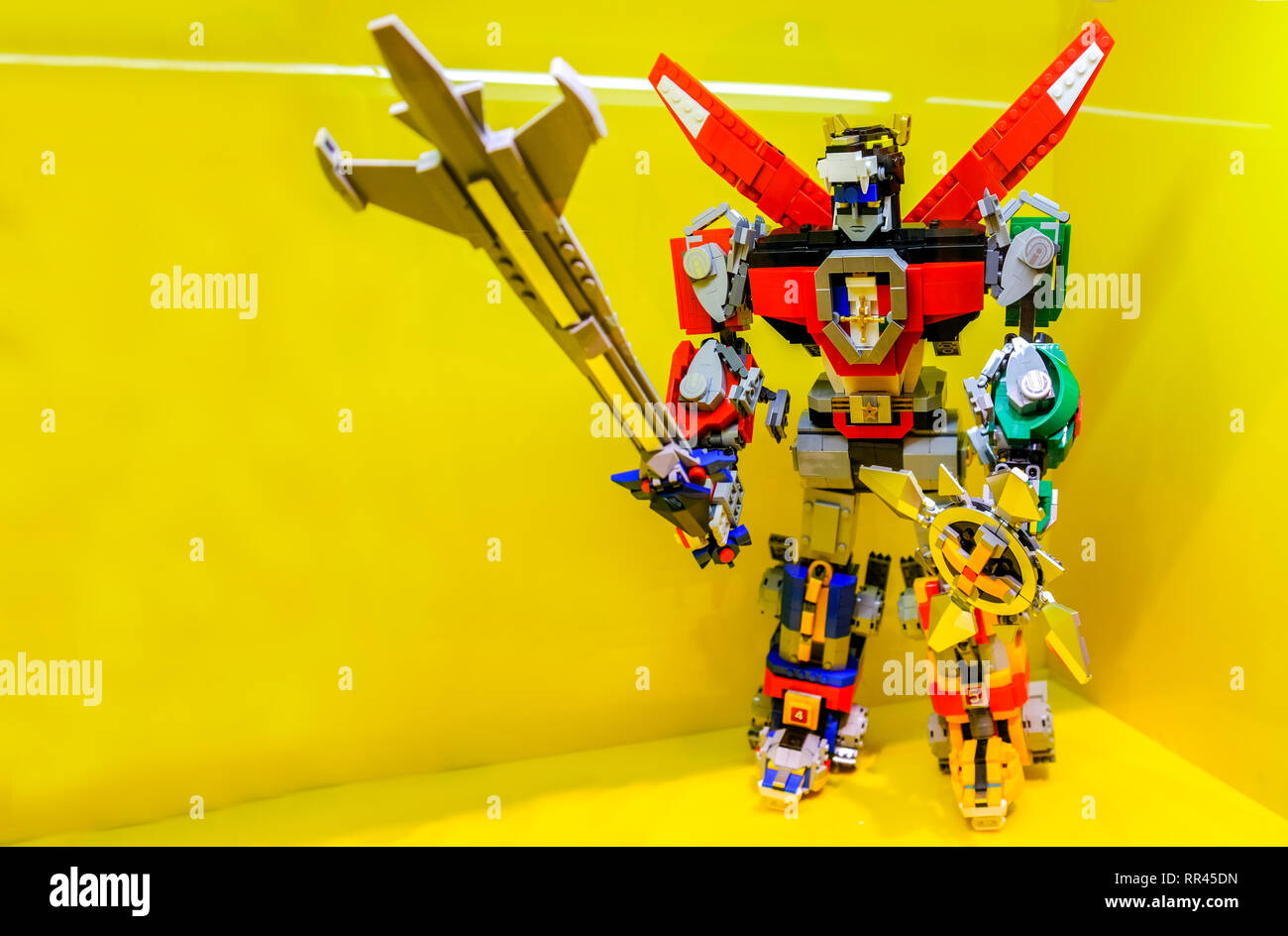 Voltron action figure made of Lego bricks Stock Photo