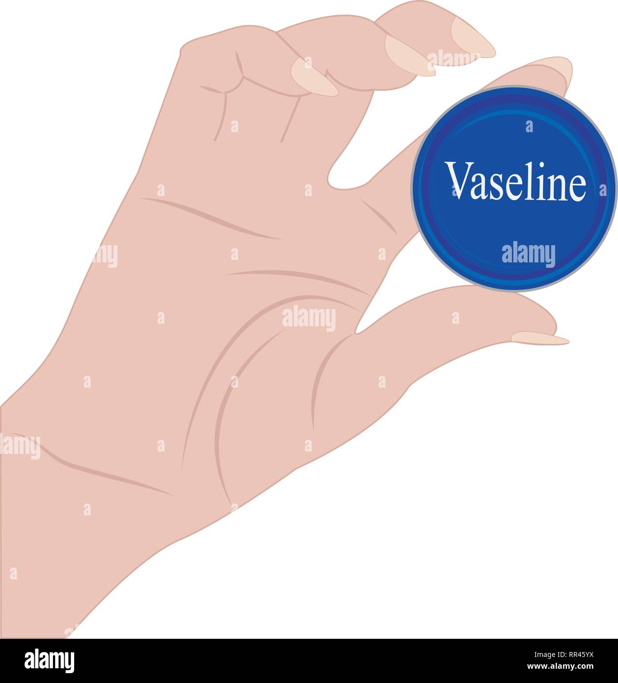 Tin of Vaseline in a hand vector illustration on a white background Stock Vector
