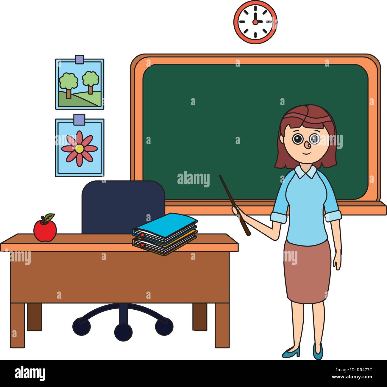 School Teacher Cartoon Stock Vector Image Art Alamy Colorful cartoon city buildings with animated cartoon charaters and camera passing. https www alamy com school teacher cartoon image237965376 html