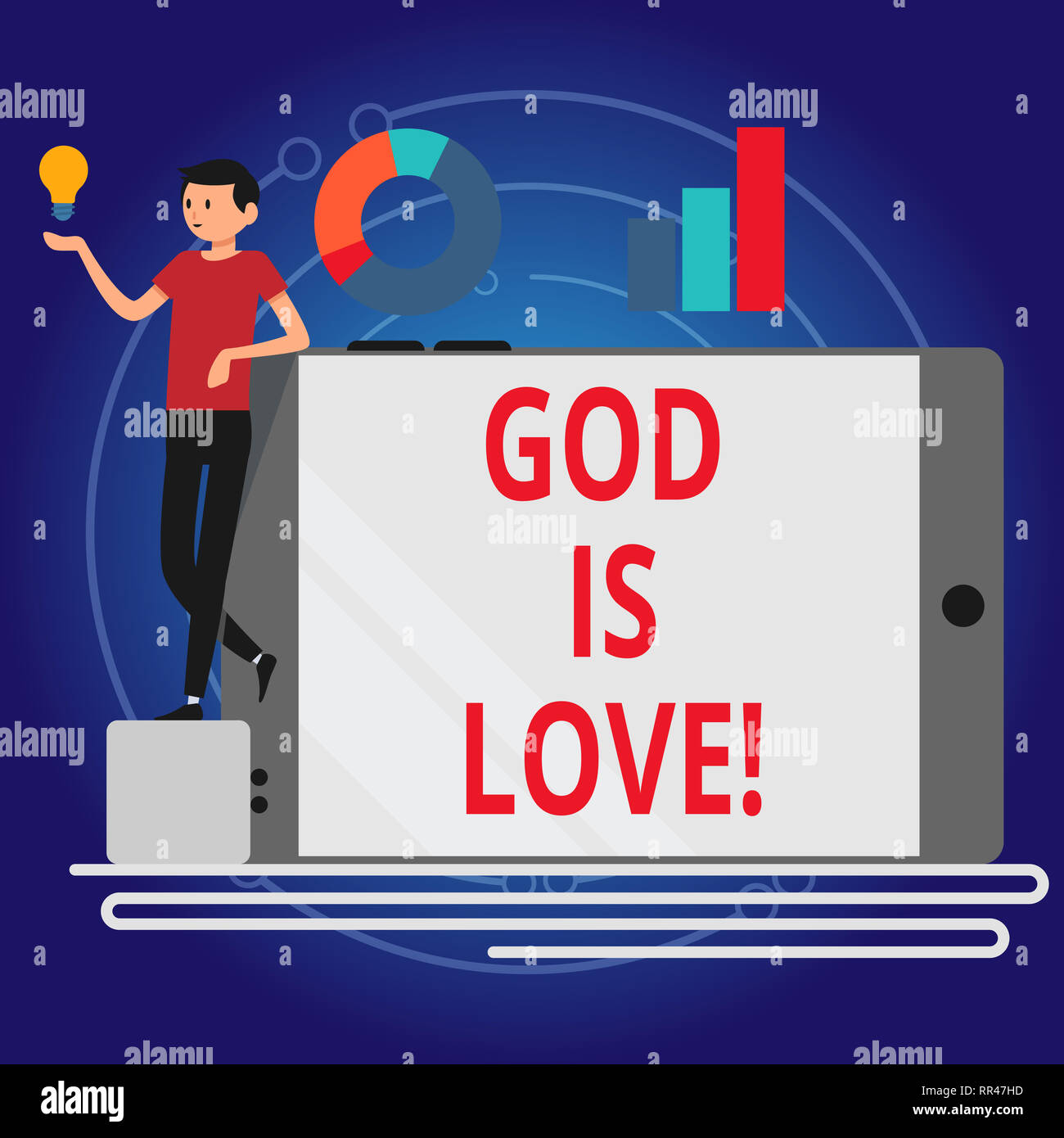 Writing note showing God Is Love. Business photo showcasing Believing in Jesus having faith religious thoughts Christianity Stock Photo