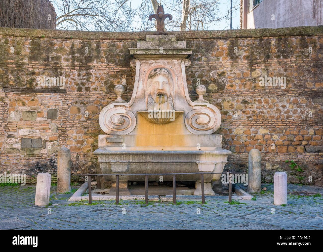 Fontana del Mascherone along Via Giulia, in Rome, Italy. Stock Photo