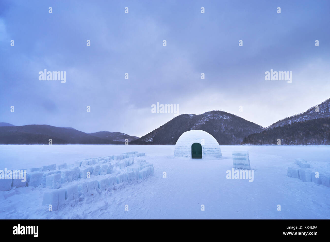 Beautiful scenic in Ice Igloo village at Shikaribetsu lake in Obhiro