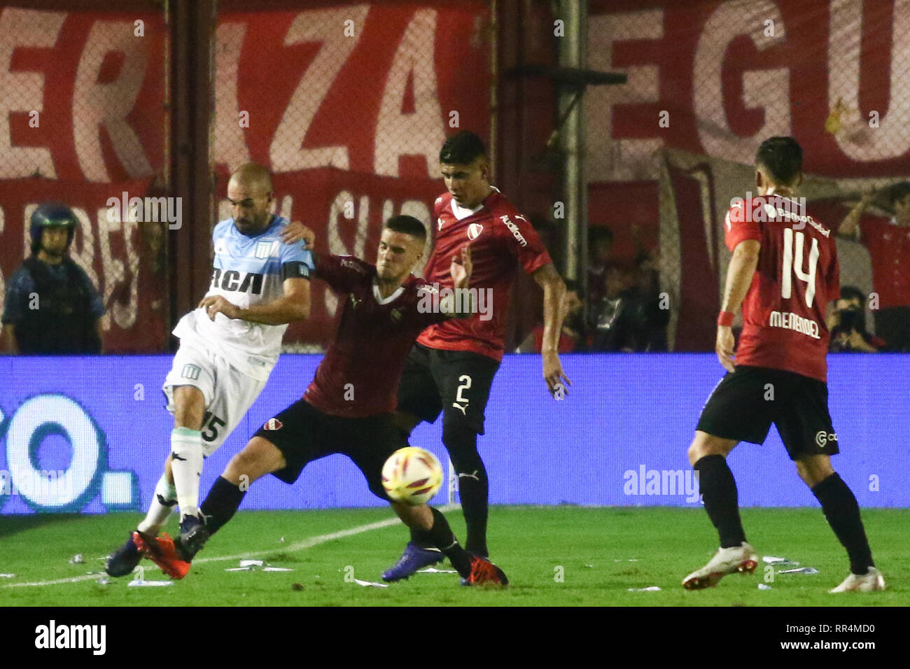 Buenos Aires, Argentina. 23rd February, 2019. : Lisandro Lopez during the derby between Independiente and Racing for Superliga Argentina, this saturday on Libertadores de América Stadium on Buenos Aires, Argentina. ( Credit: Néstor J. Beremblum/Alamy Live News Stock Photo