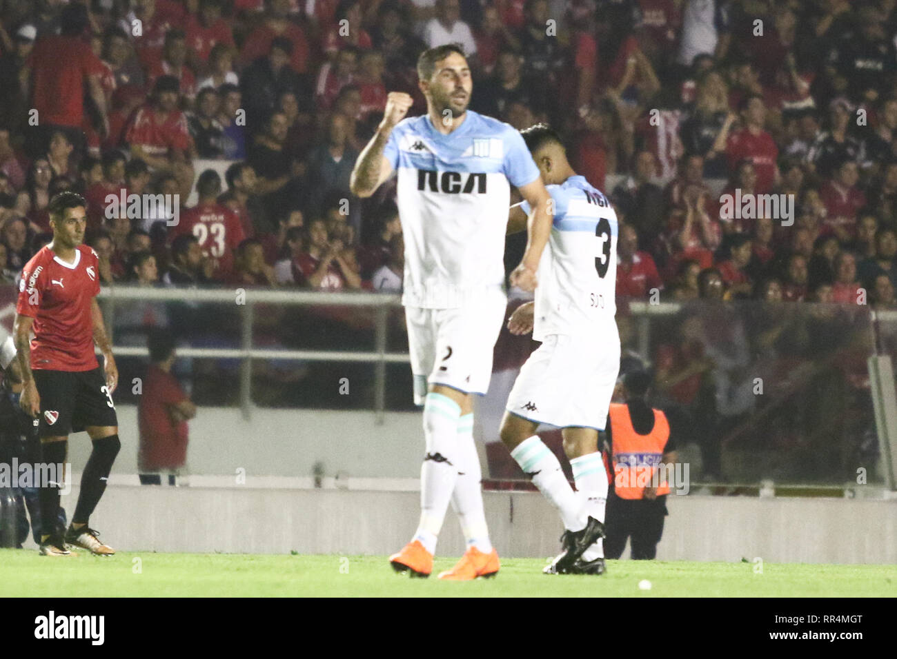 Buenos Aires, Argentina. 23rd February, 2019. : Alejandro Donatti celebrates his goal during the derby between Independiente and Racing for Superliga Argentina, this saturday on Libertadores de América Stadium on Buenos Aires, Argentina. ( Credit: Néstor J. Beremblum/Alamy Live News Stock Photo