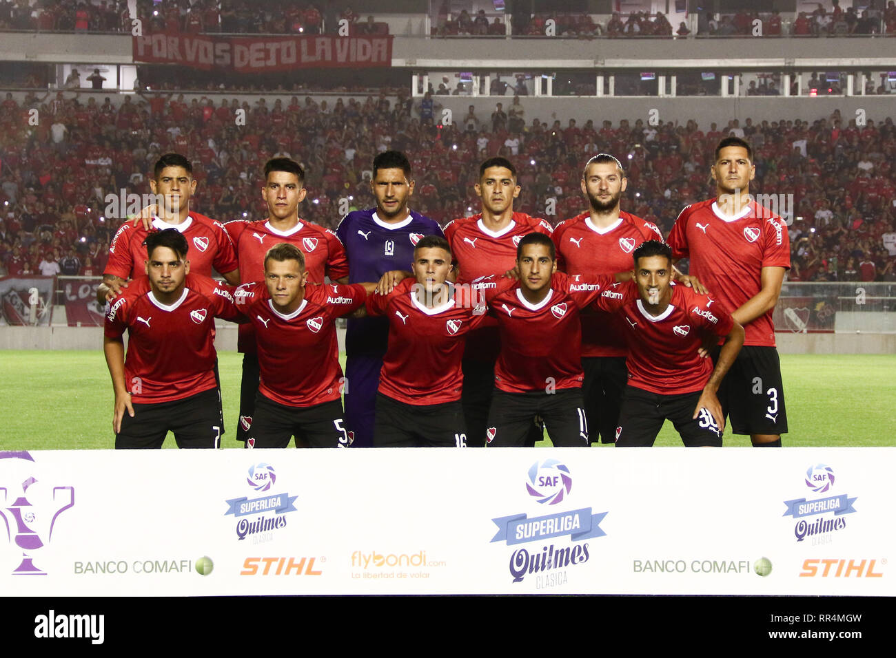 Buenos Aires, Argentina. 23rd February, 2019. : Team of Independiente before the derby between Independiente and Racing for Superliga Argentina, this saturday on Libertadores de América Stadium on Buenos Aires, Argentina. ( Credit: Néstor J. Beremblum/Alamy Live News Stock Photo