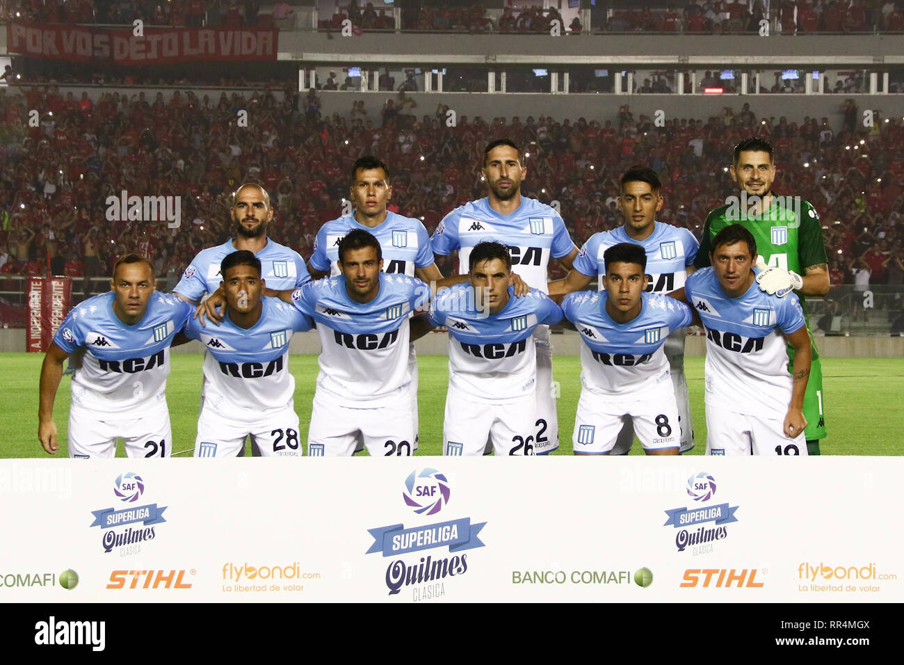 Buenos Aires, Argentina. 23rd February, 2019. : Team of Racing before the derby between Independiente and Racing for Superliga Argentina, this saturday on Libertadores de América Stadium on Buenos Aires, Argentina. ( Credit: Néstor J. Beremblum/Alamy Live News Stock Photo