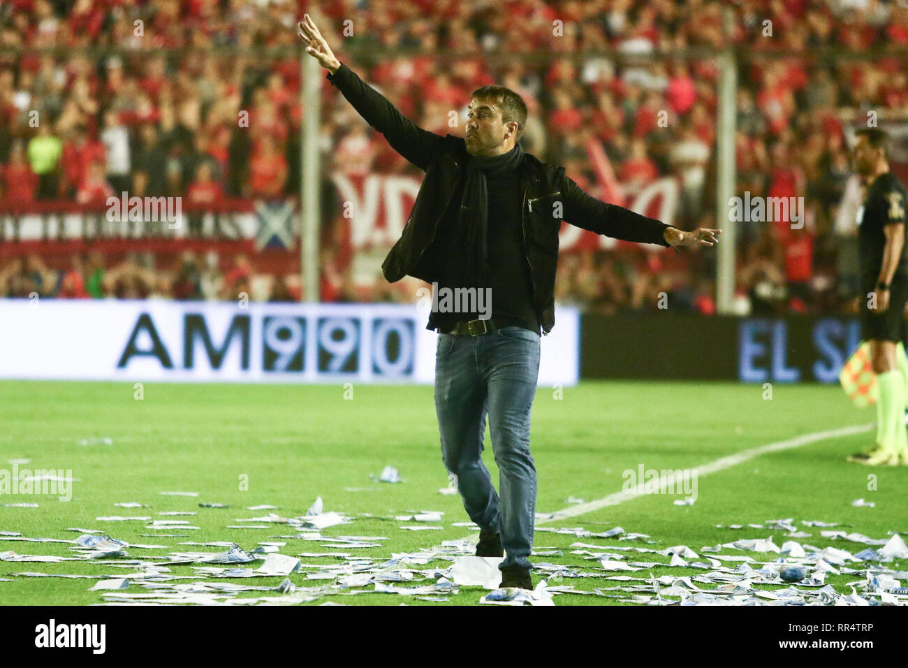 BUENOS AIRES, 23.02.2019: Eduardo Coudet, coach of Racing Club, during the derby between Independiente and Racing for Superliga Argentina, this saturday on Libertadores de América Stadium on Buenos Aires, Argentina. ( Credit: Néstor J. Beremblum/Alamy Live News Stock Photo