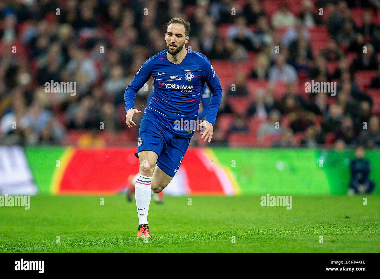 London, UK. 24th Feb, 2019.   Gonzalo Higuain of Chelsea during the Carabao Cup match between Chelsea and Manchester City at Wembley Stadium, London on Sunday 24th February 2019. (Credit: Alan Hayward | MI News)Editorial use only, licence required for commercial use. No use in Betting, games or a single club/league/player publication.No use in Betting, games or a single club/league/player publication.(Credit: Alan Hayward | MI News) Credit: MI News & Sport /Alamy Live News Stock Photo