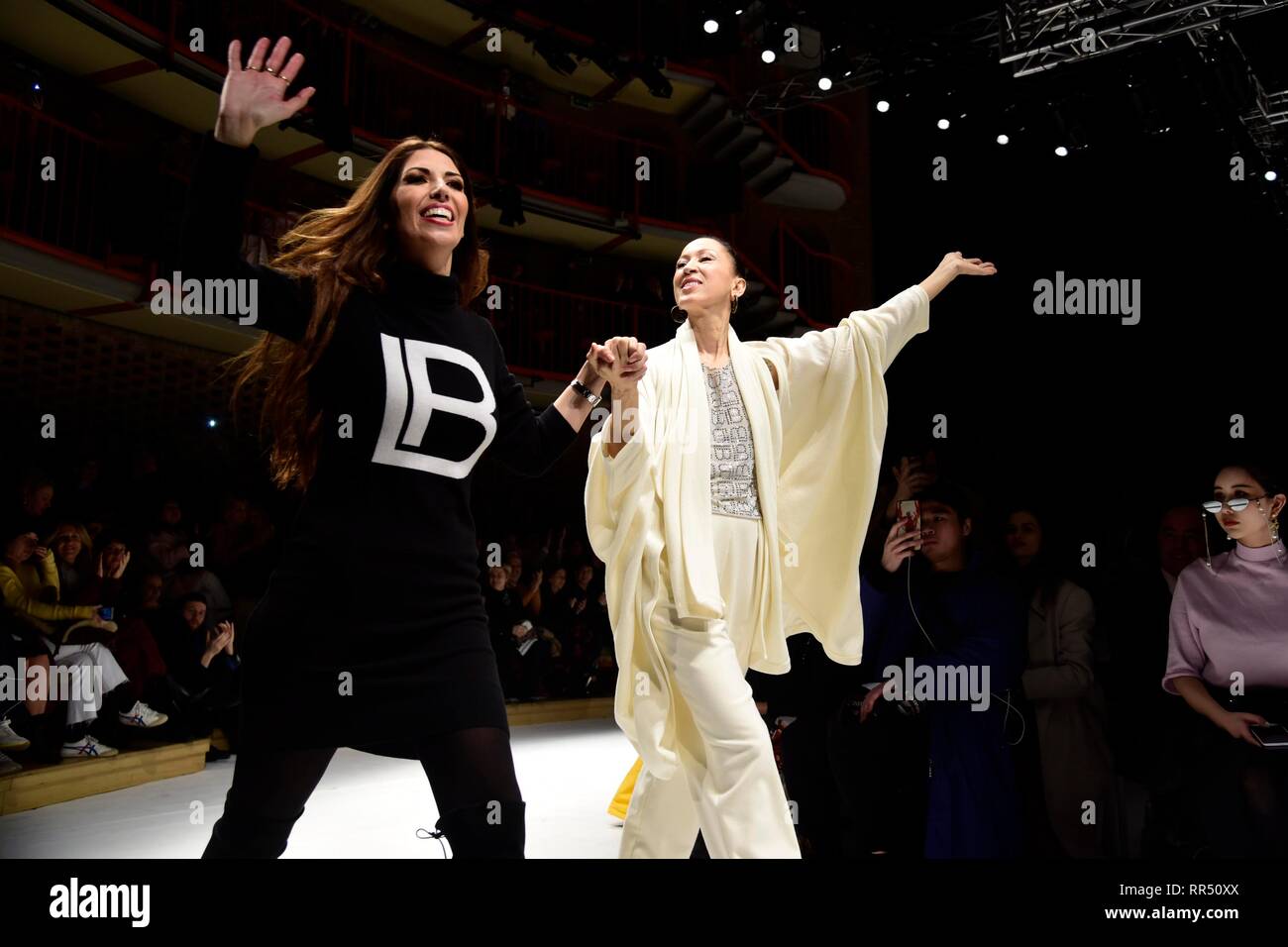 Milan, Italy. 24th Feb, 2019. Milan Fashion Week Fashion Woman autumn/winter 2019 2020 fashion show by Laura Biagiotti In the picture: Lavinia Biagiotti and Pat Cleveland Credit: Independent Photo Agency/Alamy Live News Stock Photo