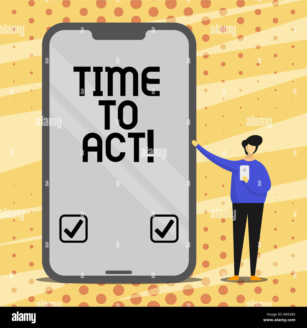 Conceptual hand writing showing Time To Act. Business photo text Do it ...