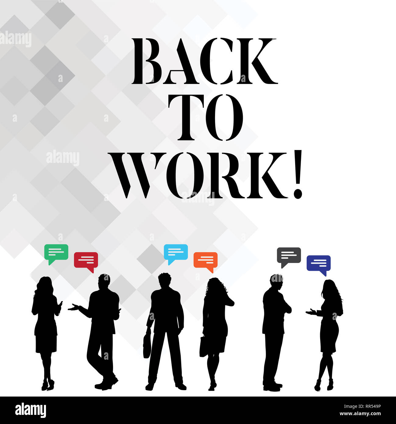 Word Writing Text Back To Work Business Concept For Returning To Job Routine End Of Vacations Or Time Off Stock Photo Alamy