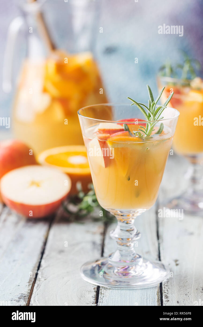 Sangria or punch with fruits Stock Photo