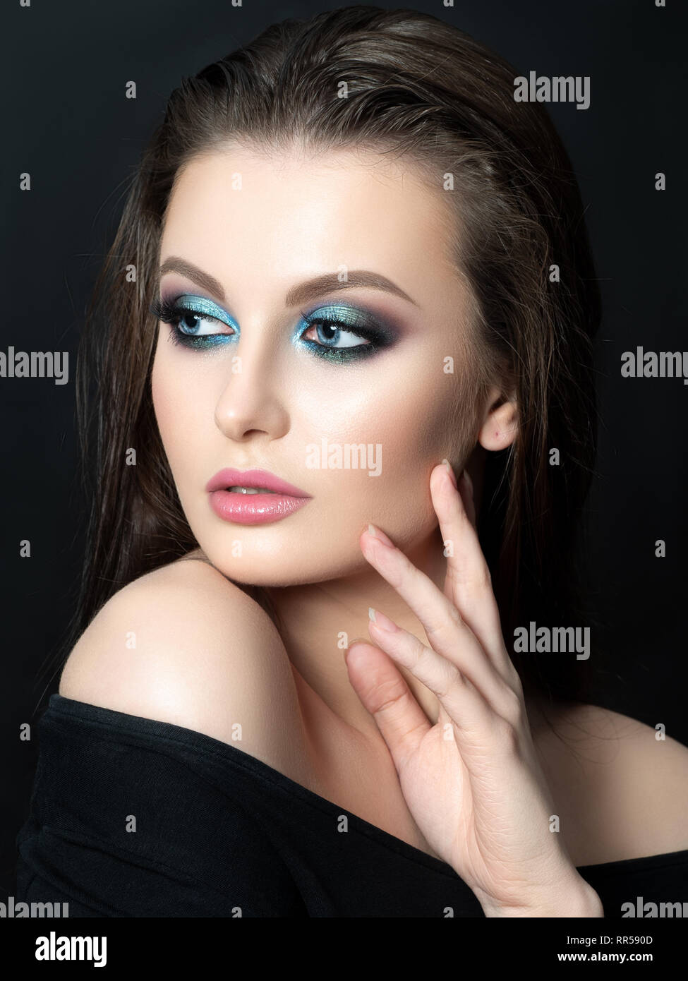 Portrait of beautiful woman with fashion makeup Stock Photo