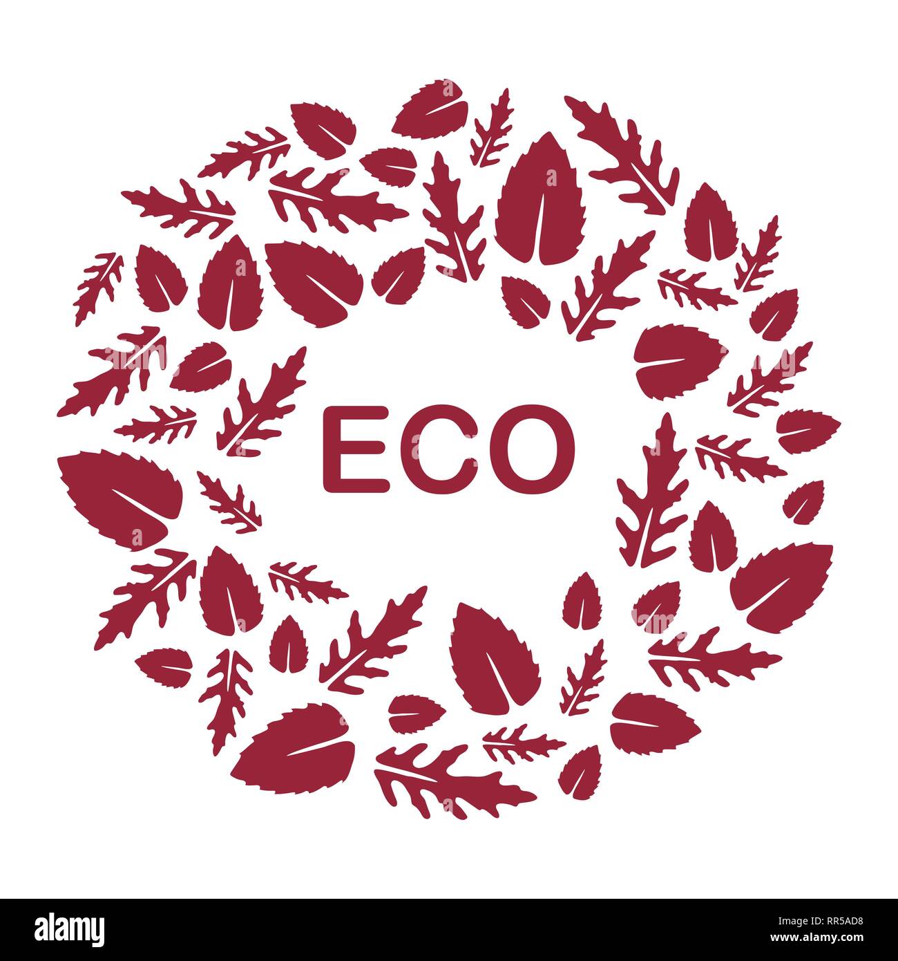 Vector Illustration With Arugula And Basil Leaves Eco Design