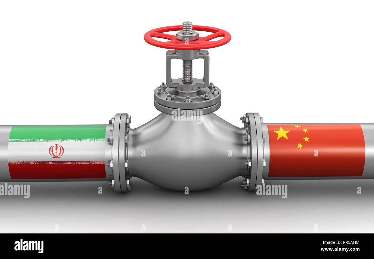 Pipeline with flags. Image with clipping path Stock Photo