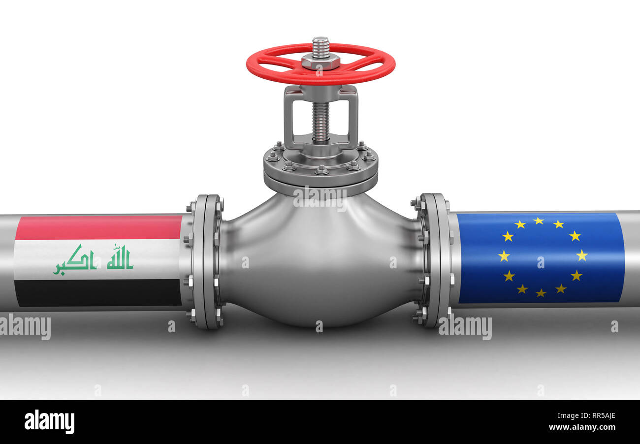 Pipeline with flags. Image with clipping path Stock Photo