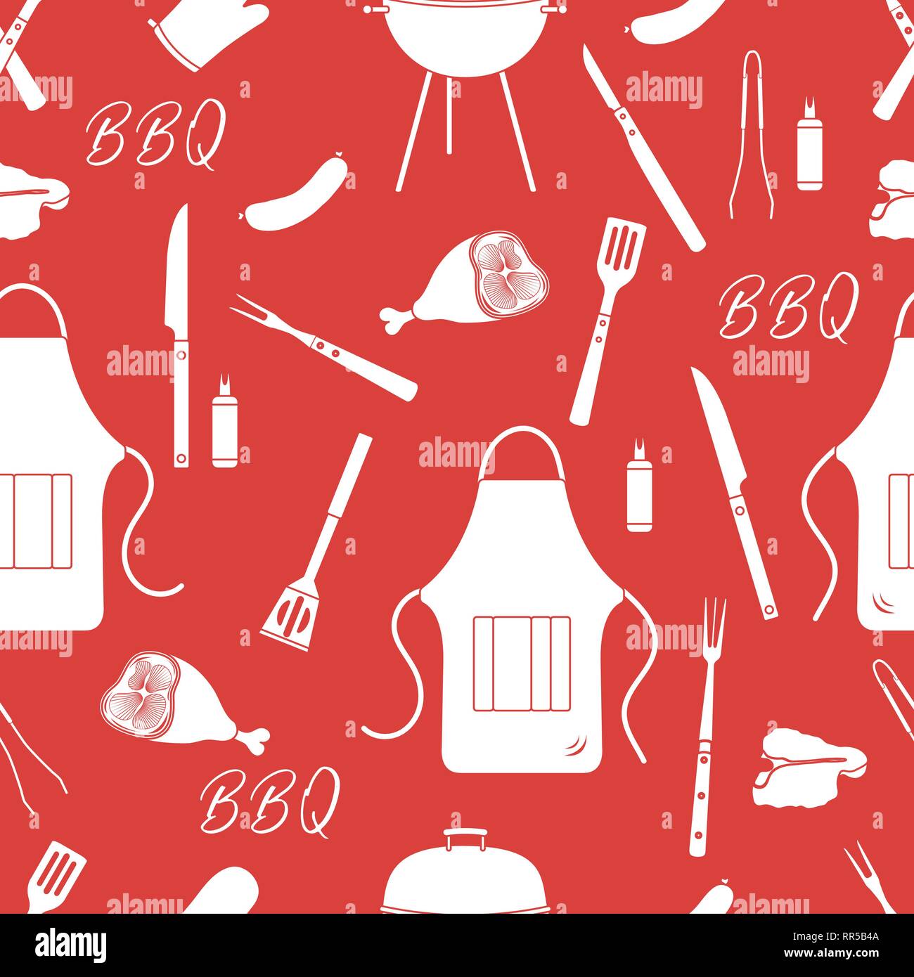 Seamless pattern with grill and barbecue tools. BBQ party background ...