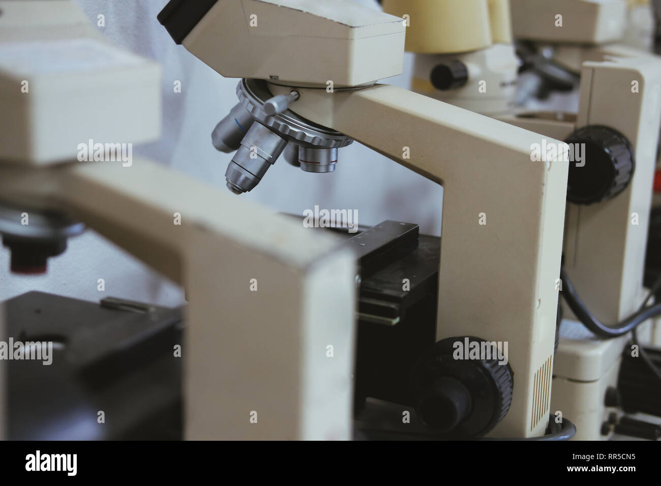 microscope for examining test sample in scientific laboratory Stock ...