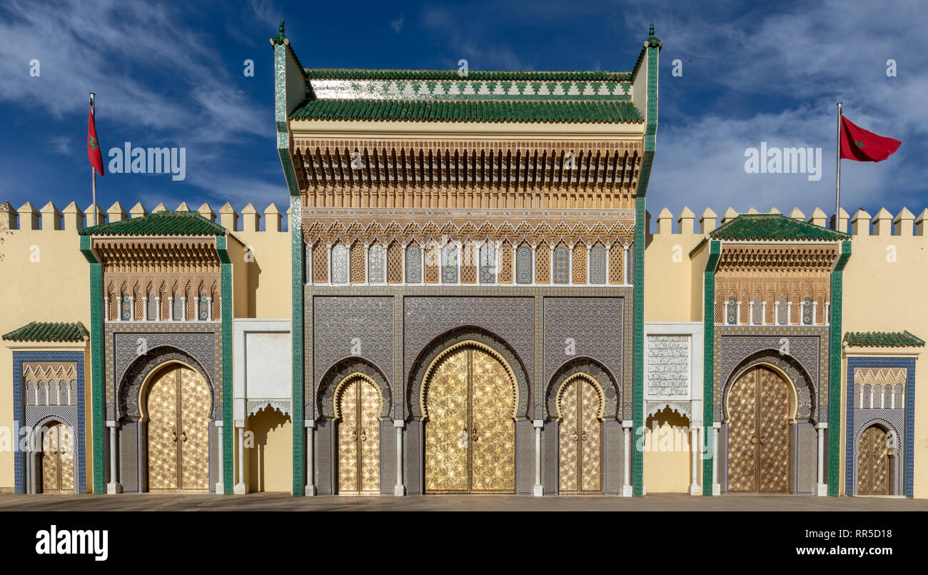 Famed entrance to Dar el-Makhzen Royal Palace, Fes Stock Photo