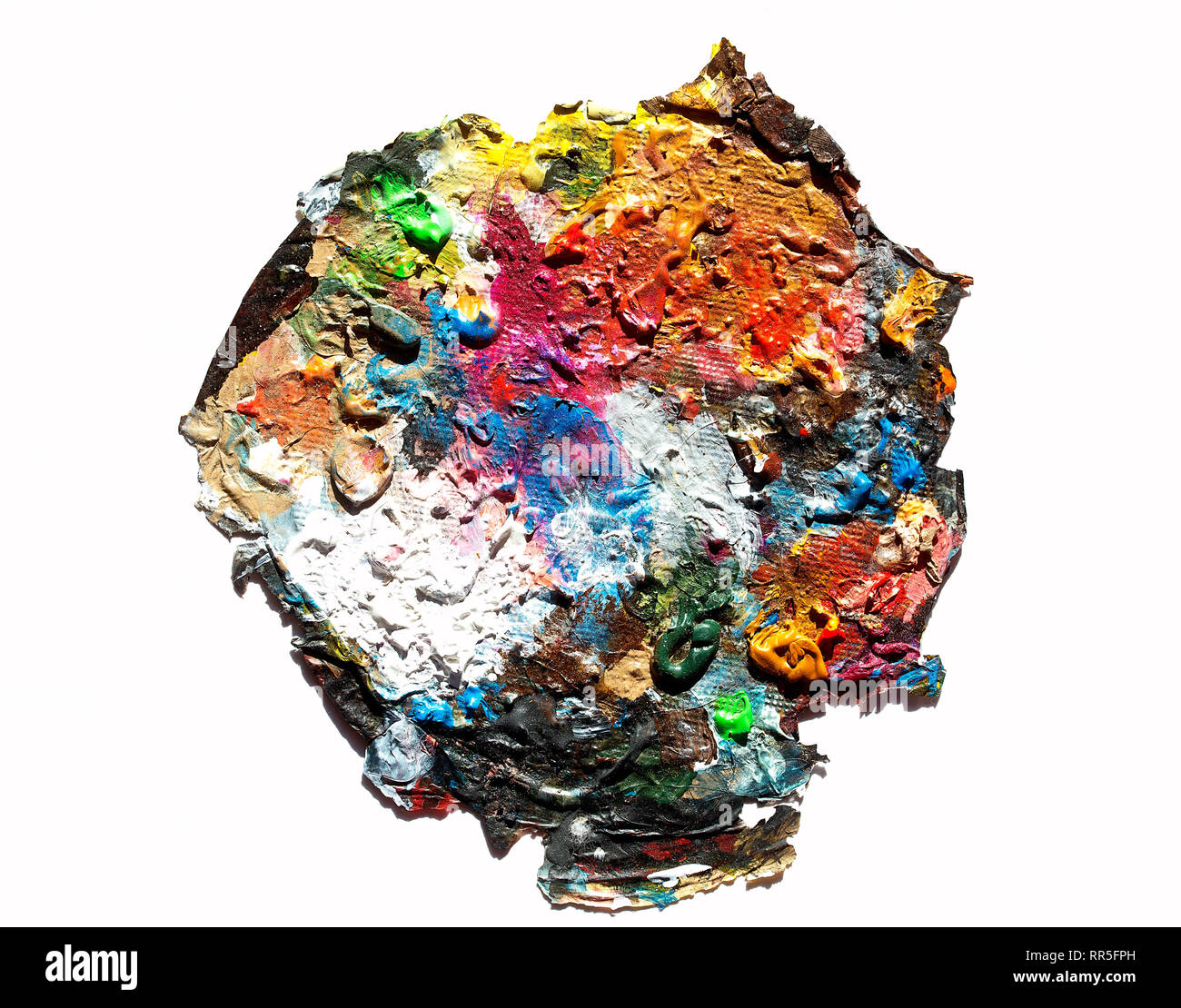 colorful structure from artist acrylic palette on white background ...