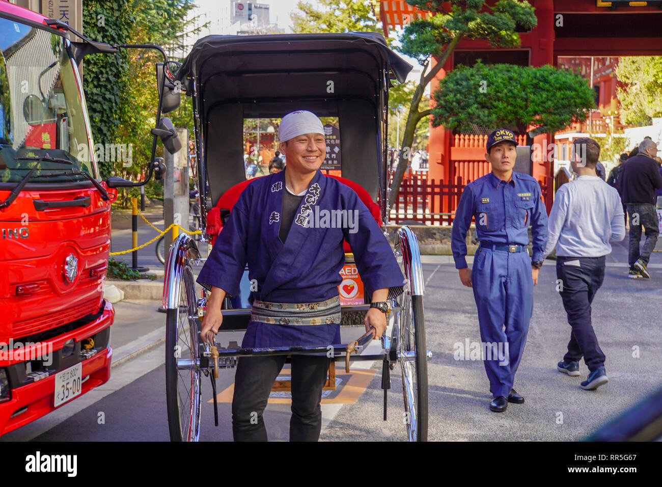 Rickshaw runner in Tokyo, Japan Stock Photo