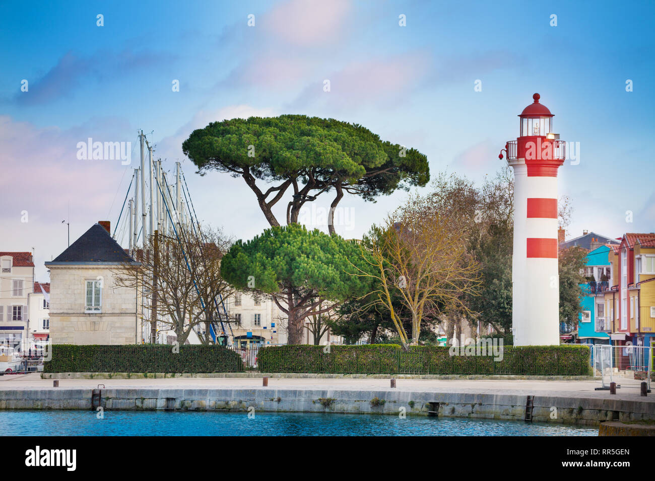 la Rochelle lighthouse downtown historical harbor France Stock Photo
