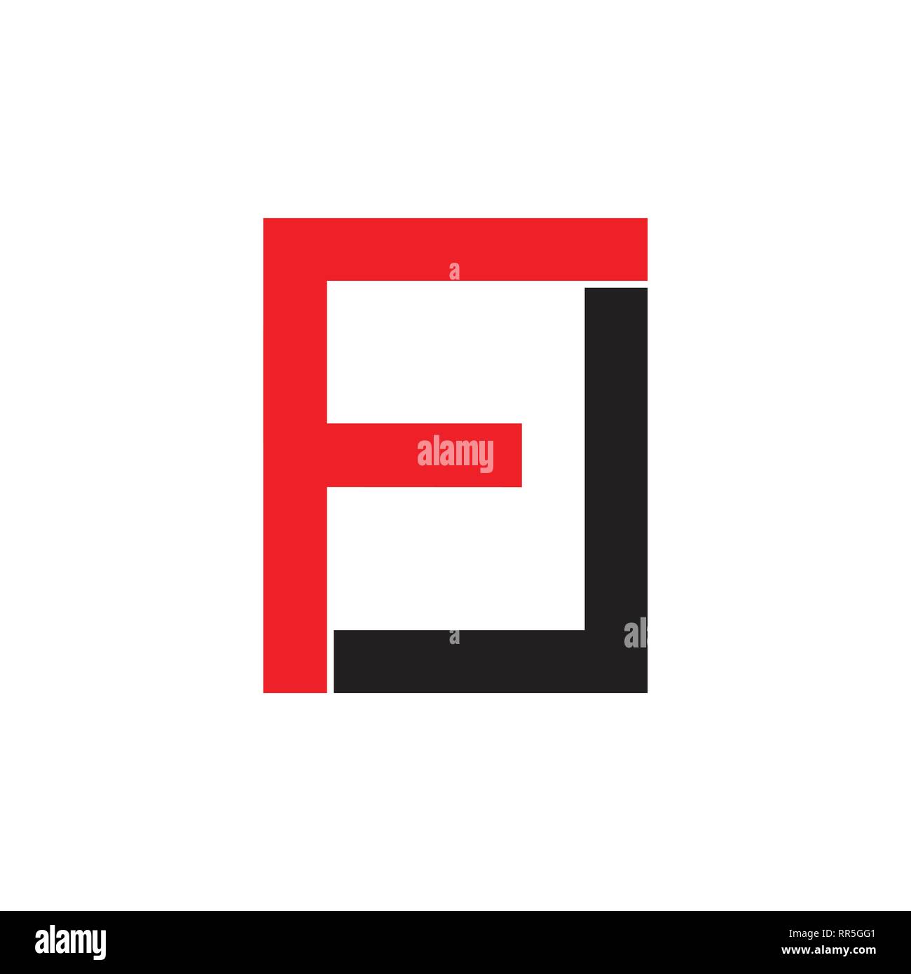 abstract letters fl simple square geometric logo Stock Vector