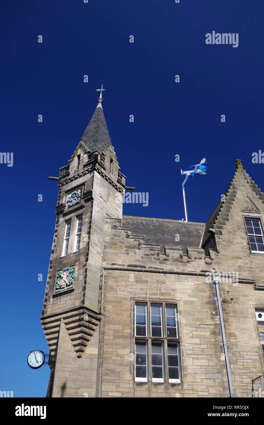St Andrews Town Hall, Ornate Stone Scottish Architecture against a Blue