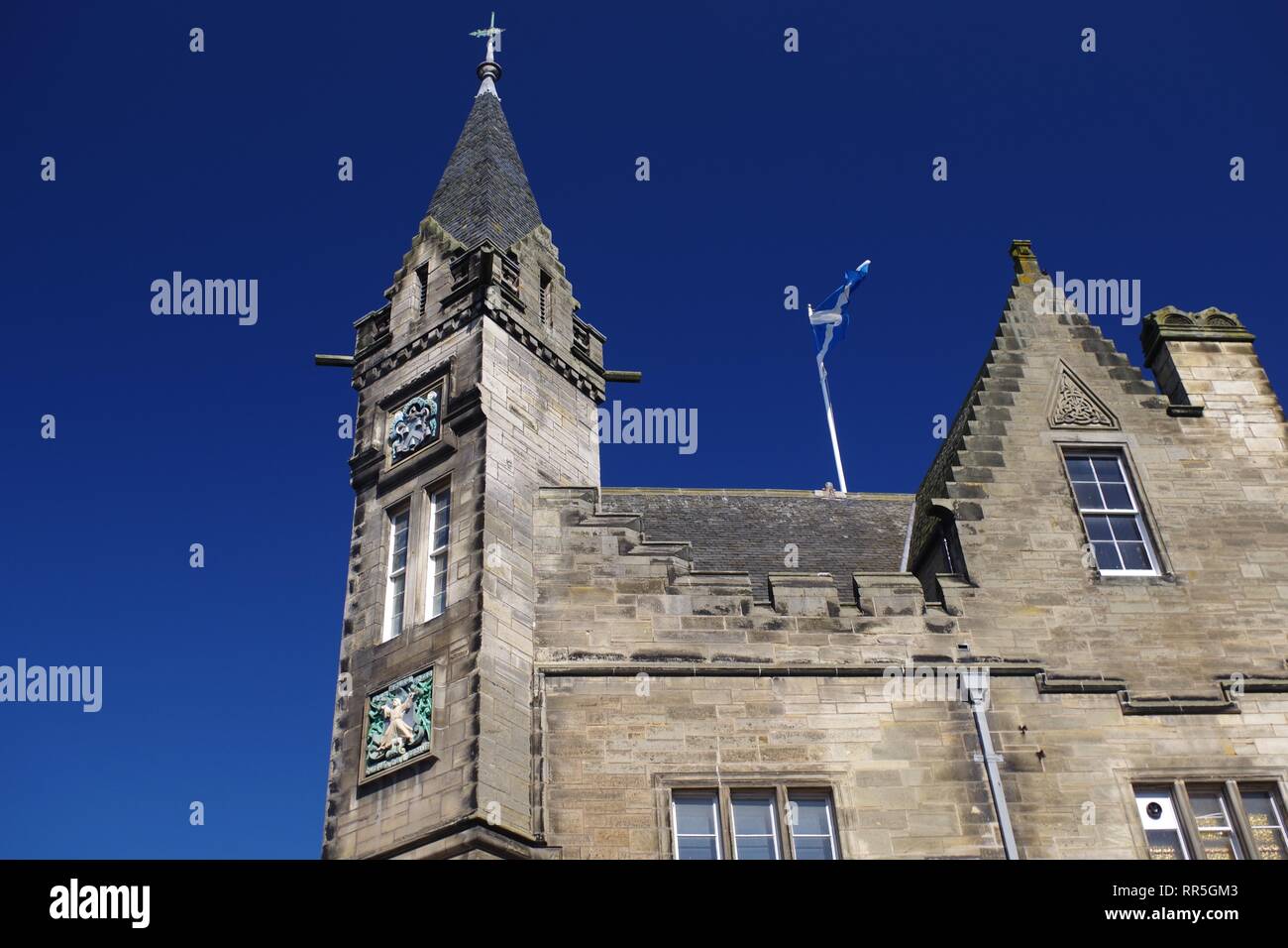 St Andrews Town Hall, Ornate Stone Scottish Architecture against a Blue