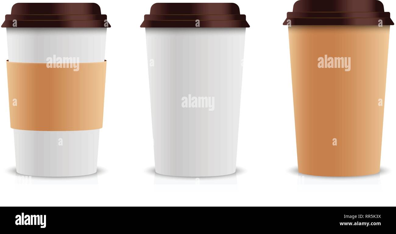 Download Realistic Set Of Paper Coffee Cups Collection 3d Coffee Cup Mock Up Vector Template Stock Vector Image Art Alamy
