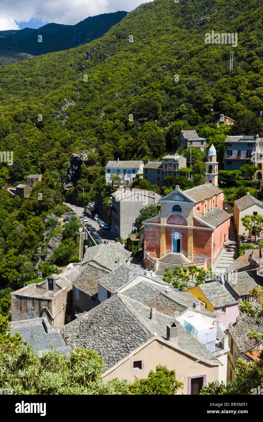 Saint-Julie's Church (Église de Saint-Julie), Nonza, Cap Corse, Corsica, France Stock Photo