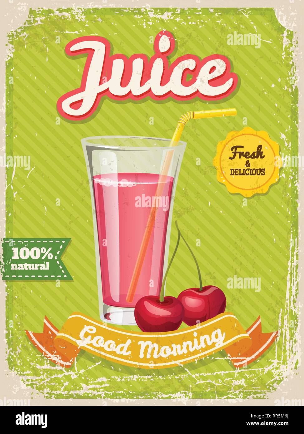 Vector fruit juice poster in vintage style with typography elements Stock Vector Image & Art Alamy