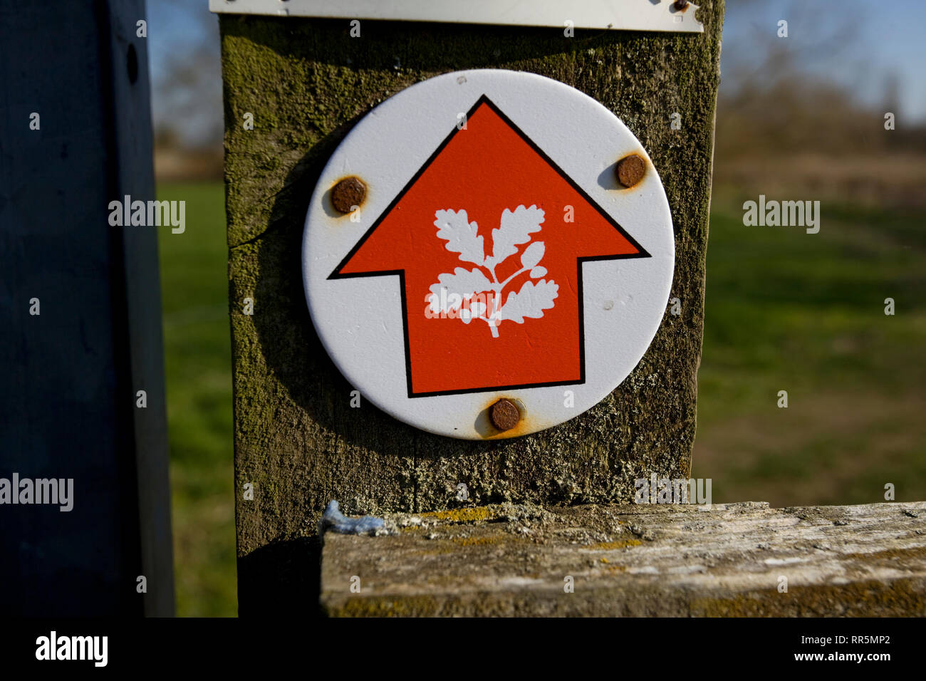 River Thames footpath sign. National Trust Stock Photo