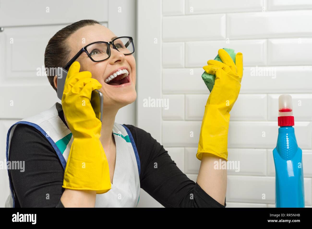 Female House Cleaning Talking Stock Photos & Female House Cleaning ...