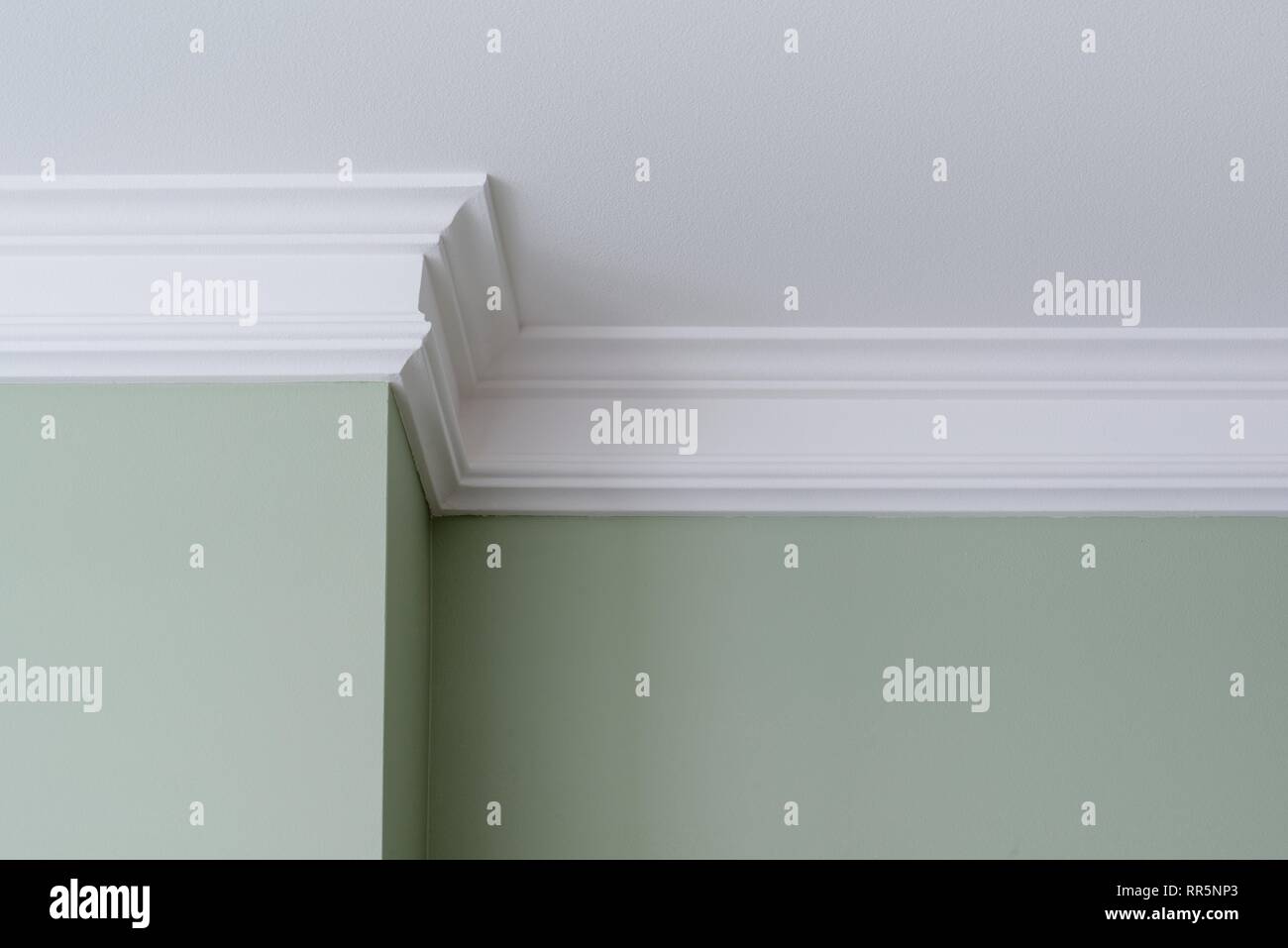 Details in the interior. Ceiling moldings, part of intricate corner