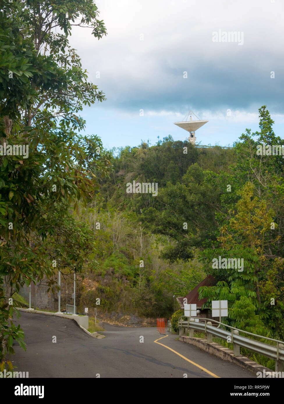 Arecibo, Puerto Rico. January 2019. : The Arecibo Observatory radio telescope in the hills of Arecibo, Puerto Rico. Stock Photo