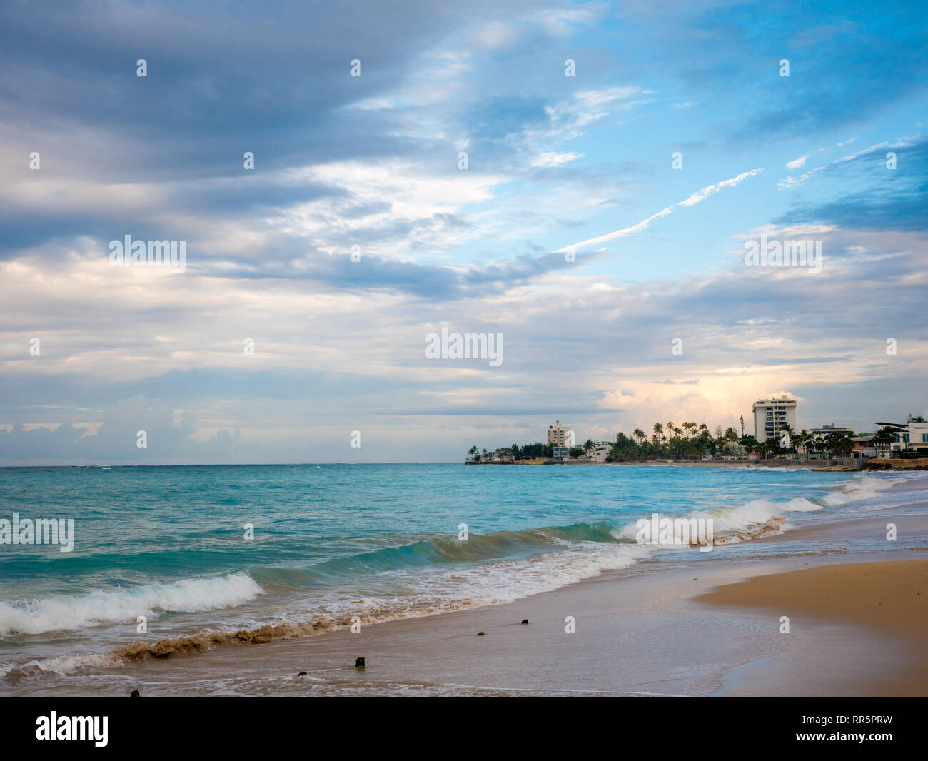 Beautiful sunset at Ocean Park beach in San Juan, Puerto Rico Stock ...