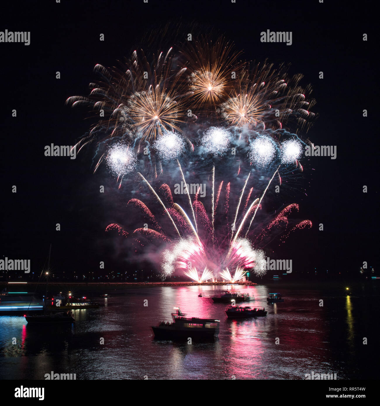 Fireworks going off at the annual National Firework Championships held