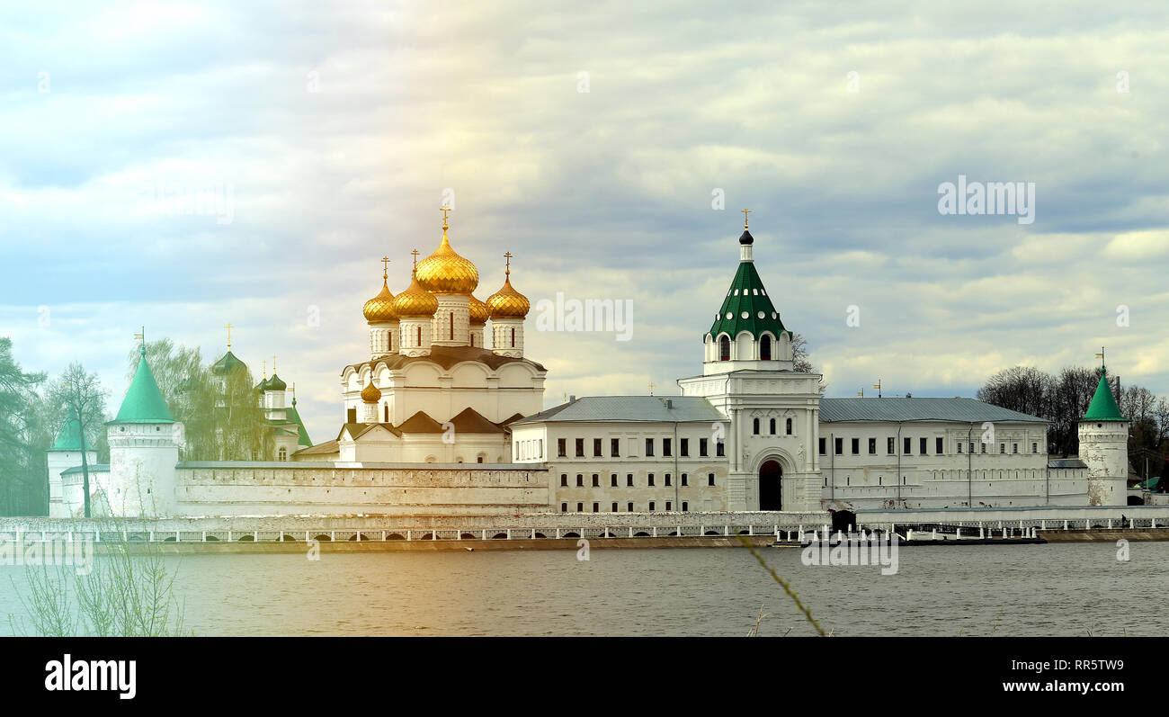 Retro photo Ipatiev Monastery on the Volga River in the old Russian ...