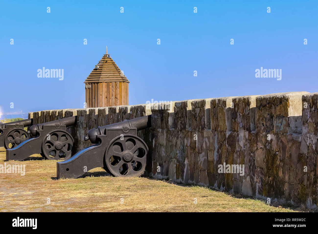 Fortifications and cannons on the ramparts of the Azov fortress founded ...