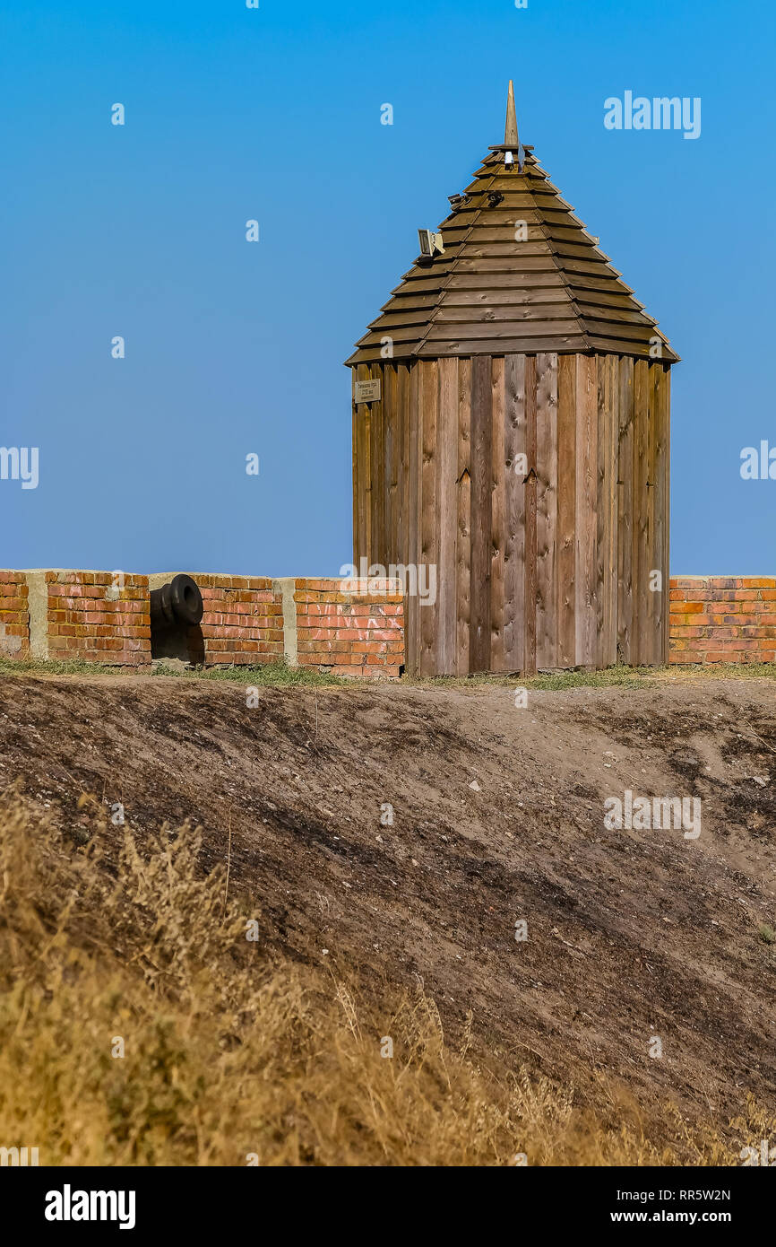 Fortifications and cannons on the ramparts of the Azov fortress founded ...