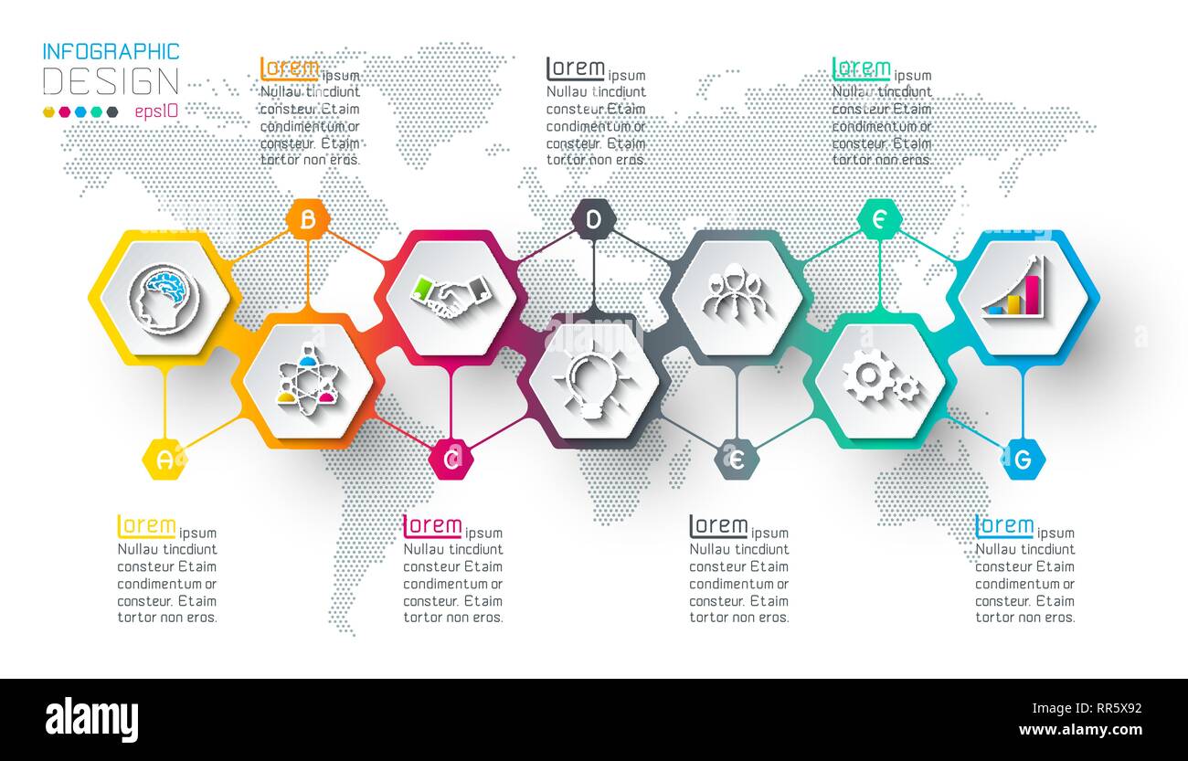 Hexagon inforgraphics on vector graphic art. Stock Vector