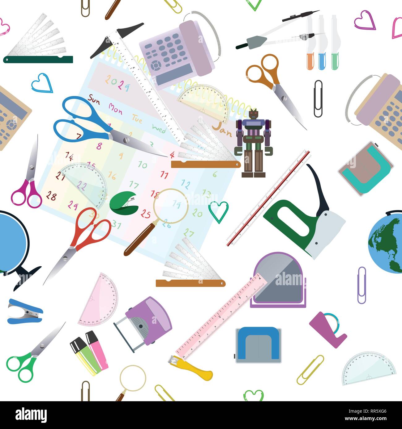 Vector seamless flat pattern with office supplies Stock Vector Image ...